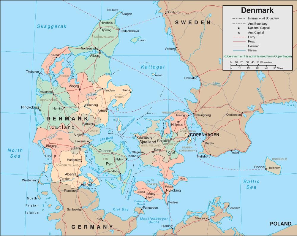 Mapa ng denmark ferry