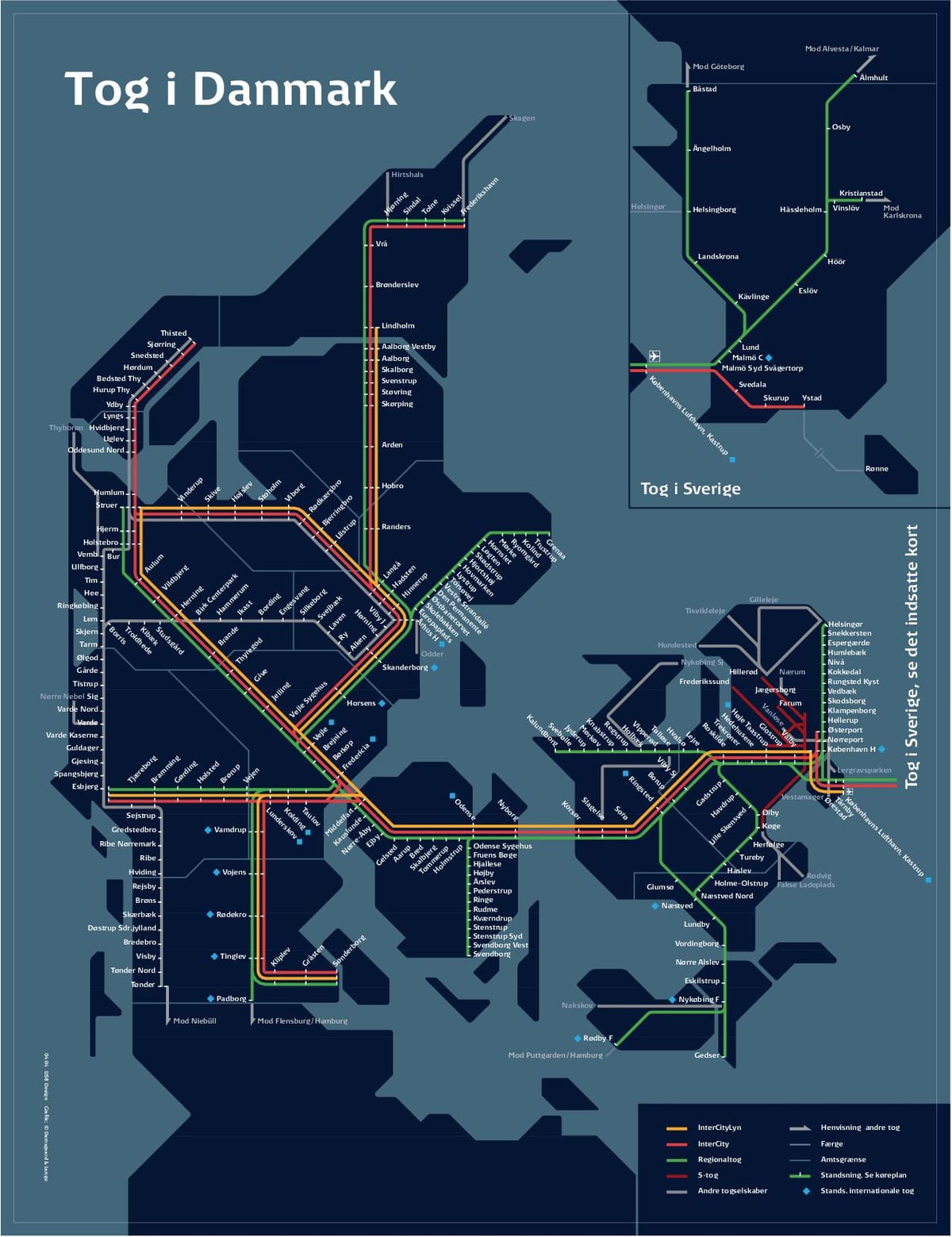 Mapa ng tren sa copenhagen sa denmark