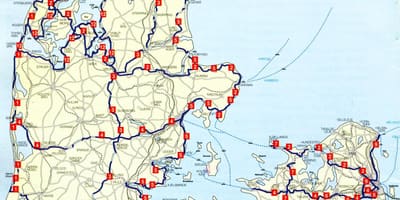 Denmark pambansang ikot ng mga ruta sa mapa