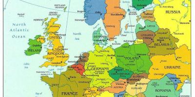 Mapa ng europa na nagpapakita ng denmark