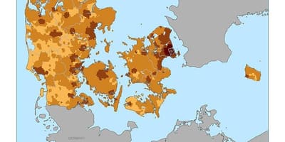 Denmark populasyon density mapa